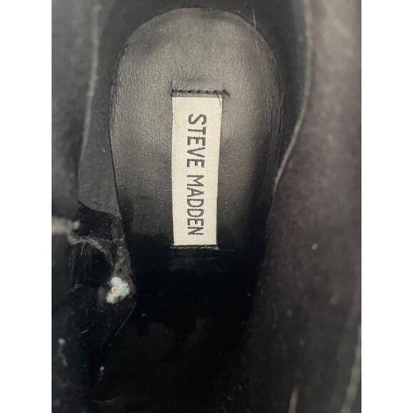 Steve Madden Ohio Boots Size 9 Ankle Black Suede Leather Fringe Western Boho - Picture 6 of 8